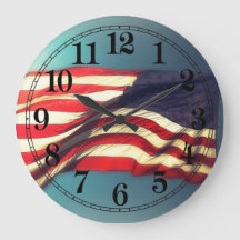 American Flagga Round Clock