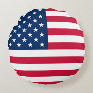 American Flagga Round Pillow Rund Kudde