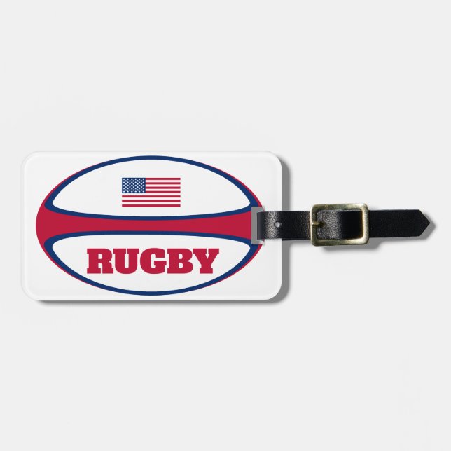 American Flagga Rugby Boll Bagagebricka (Horisontell Framsida)