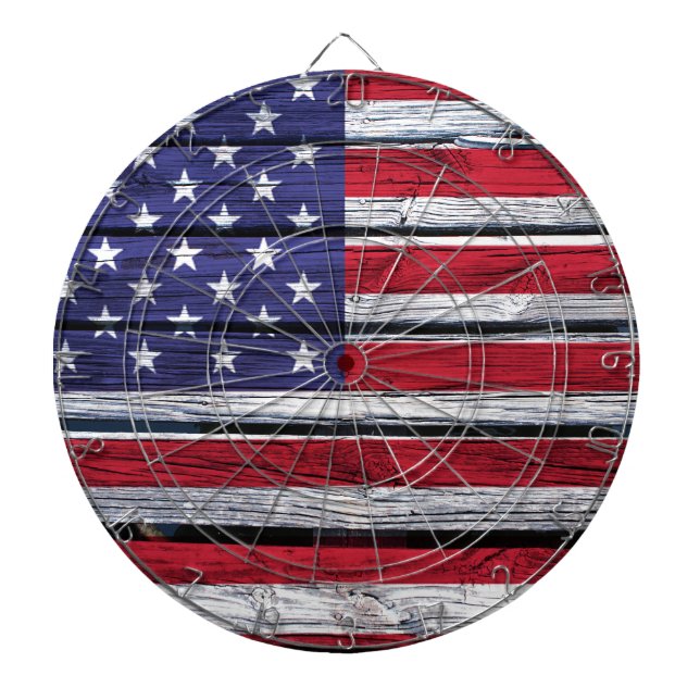 American Flagga Rustic Wood Darttavla (Framsidan)