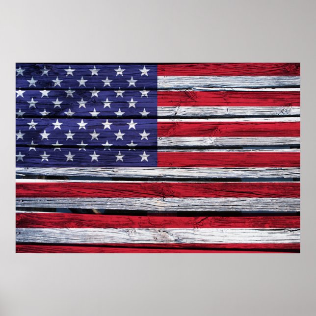 American Flagga Rustic Wood Poster (Framsidan)