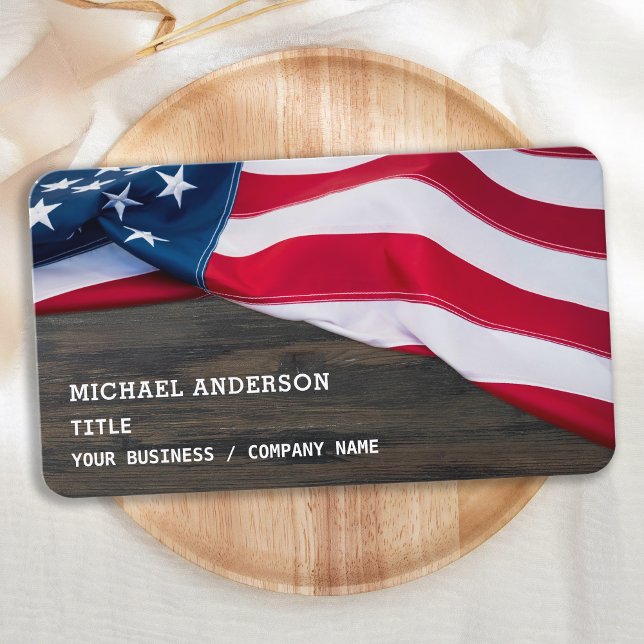 American Flagga Rustic Wood Professionell Patrioti Visitkort (Skapare uppladdad)