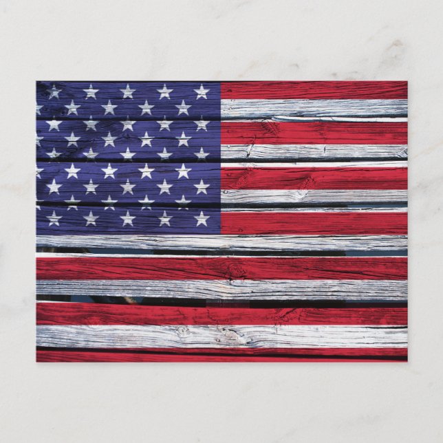 American Flagga Rustic Wood Vykort (Framsida)