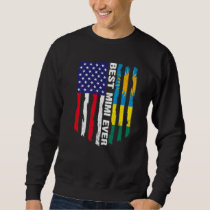 American Flagga & Rwanda Flagga Best Mimi Aldrig P Lång Ärmad Tröja