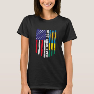 American Flagga & Rwanda Flagga Best Mimi Aldrig P T Shirt