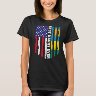 American Flagga & Rwanda Flagga Best Nanny Aldrio  T Shirt