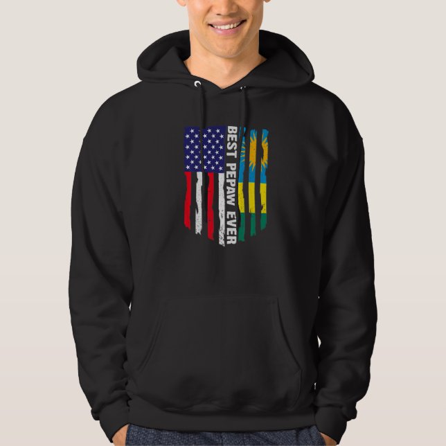 American Flagga & Rwanda Flagga Best Pepaw Aldrio  Hoodie (Framsida)