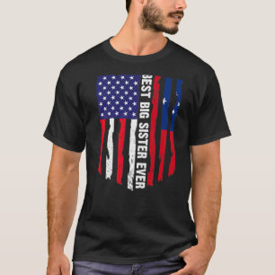 American Flagga & Samoa Flagga Best Big Sister nån T Shirt