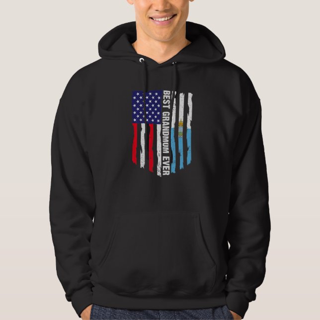 American Flagga & San Marino Flagga Best Grandmamm Hoodie (Framsida)