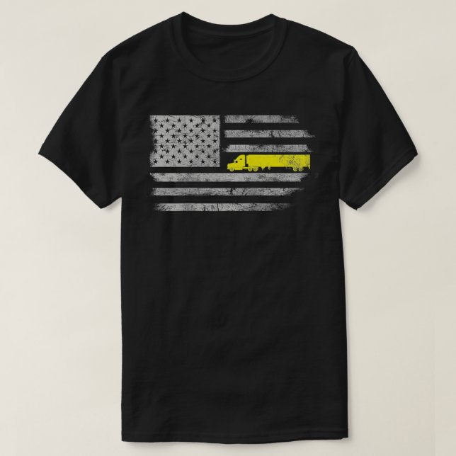 American Flagga Semi Lastbil US Trucker Driver Man T Shirt (Design framsida)