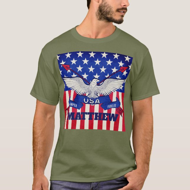 American Flagga Semper Fi T-Shirt (Framsida)