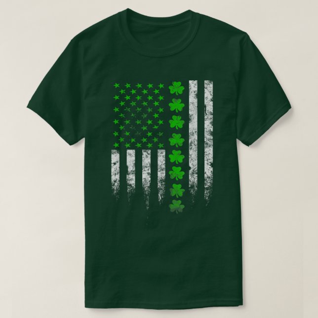American Flagga Shamrock Klöver St Patricks Da T Shirt (Design framsida)