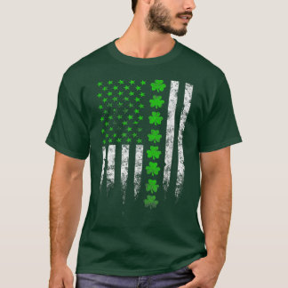 American Flagga Shamrock Klöver St Patricks Da T Shirt