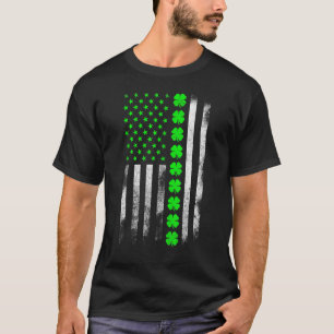 American Flagga Shamrock St patricks day T Shirt