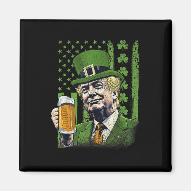 American Flagga Shamrocks Irish Trump St Patricks  Magnet (Framsidan)