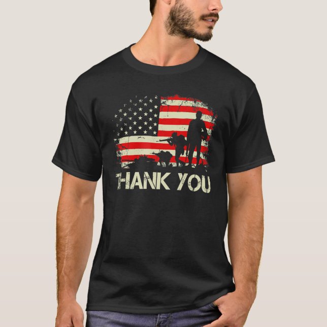 American Flagga Shirts Tack Veterans T Shirt (Framsida)