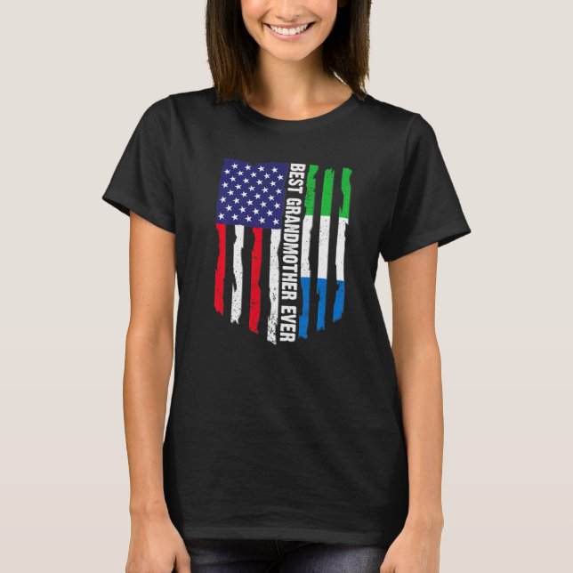 American Flagga Sierra Leone Flagga Best Grandmor  T Shirt (Framsida)
