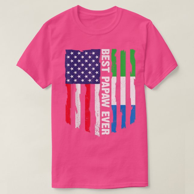 American Flagga Sierra Leone Flagga Best Papaw nån T Shirt (Design framsida)