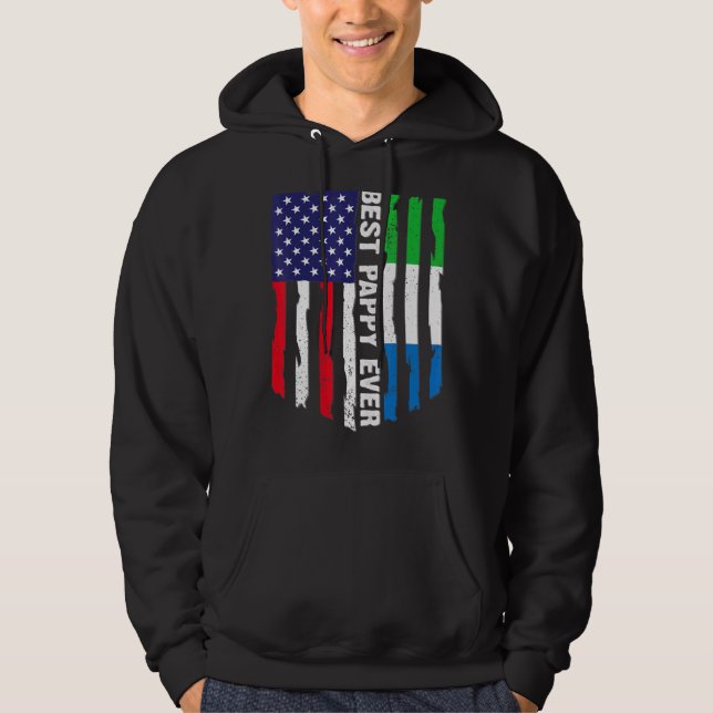 American Flagga Sierra Leone Flagga Best Pappy nån Hoodie (Framsida)