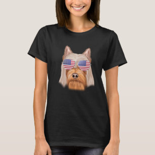 American Flagga Silky Terrier Hund America Pocket T Shirt