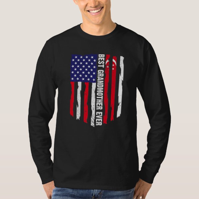 American Flagga & Singapore Flagga Best Grandmor E T Shirt (Framsida)