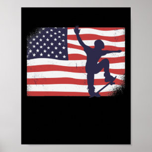 American flagga Skateboard Poster