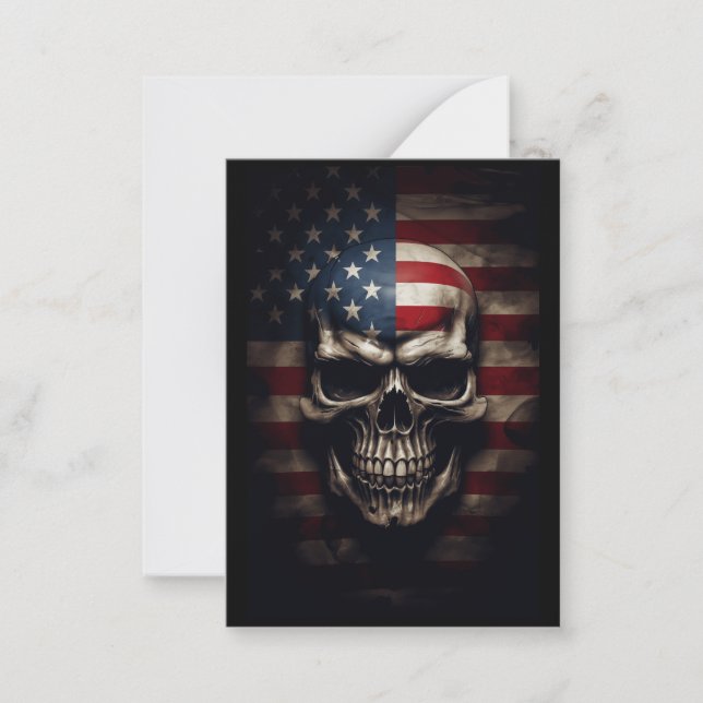 American Flagga Skull Anteckningskort (Framsida)