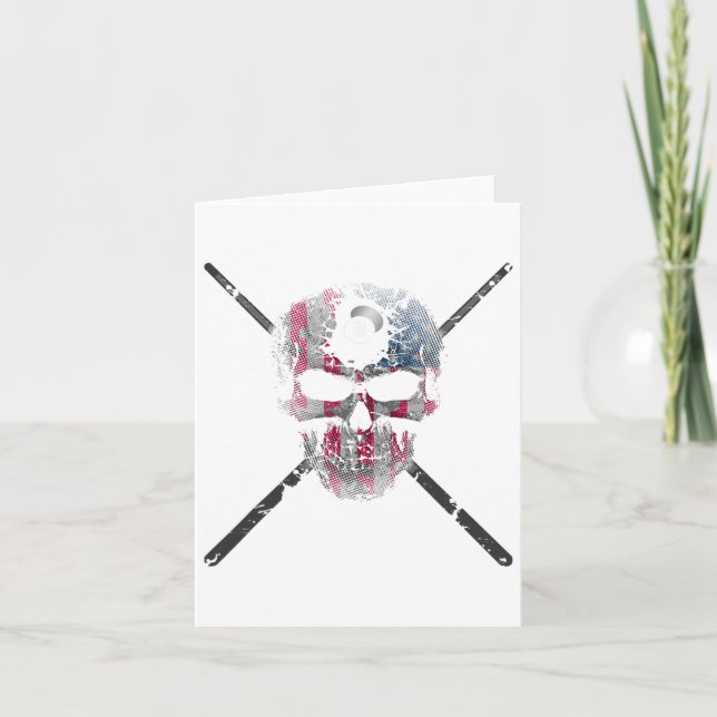 American Flagga Skull Billiards Bassäng Player Kort (Framsida)