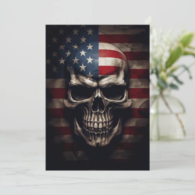 American Flagga Skull Inbjudningar (Stående Fram)