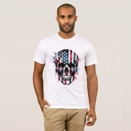 American Flagga Skull Independence day 4 juli T Shirt