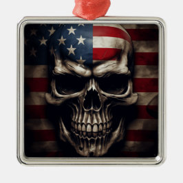 American Flagga Skull Julgransprydnad Metall