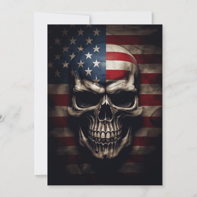 American Flagga Skull Julkort (Framsida)