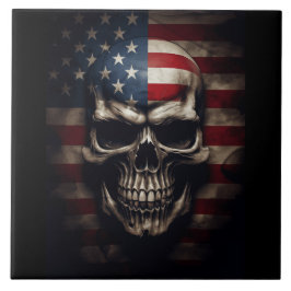 American Flagga Skull Kakelplatta