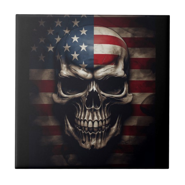 American Flagga Skull Kakelplatta (Framsidan)