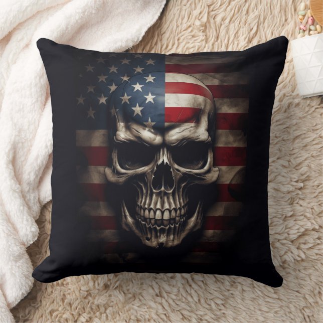 American Flagga Skull Kudde (Filt)