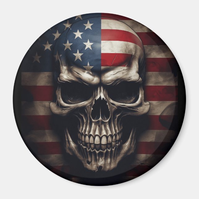 American Flagga Skull Magnet (Framsidan)