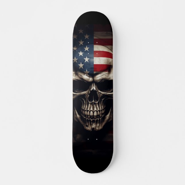 American Flagga Skull Mini Skateboard Bräda 18,5 Cm (Framsida)