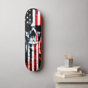 American Flagga Skull Mini Skateboard Bräda 18,5 Cm
