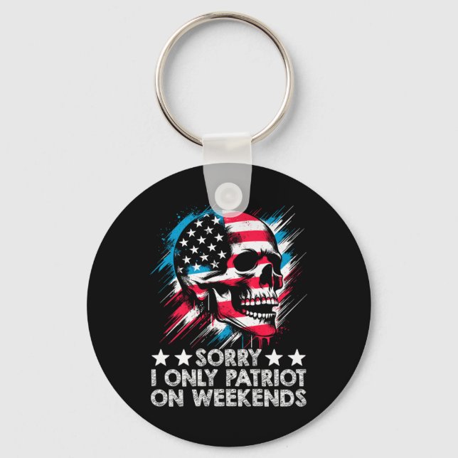 American Flagga Skull Patriot Skeleton Independenc Nyckelring (Framsida)