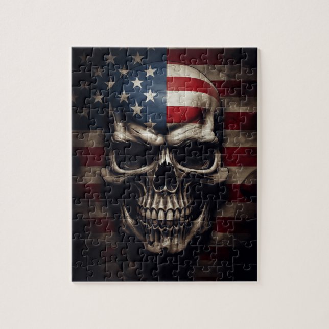 American Flagga Skull Pussel (Vertikal)