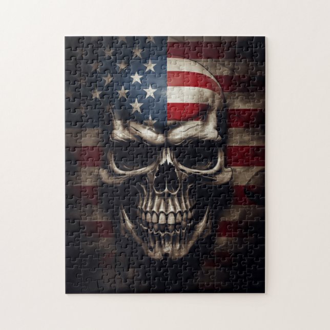 American Flagga Skull Pussel (Vertikal)