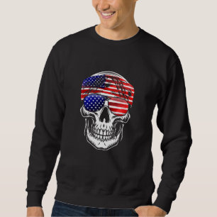 American Flagga Skull USA flagga Head Bandana Sung Lång Ärmad Tröja