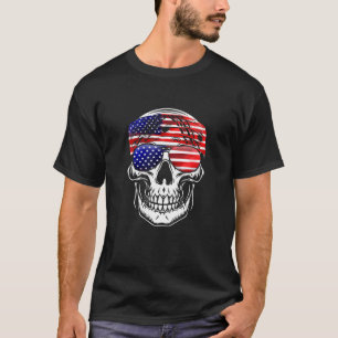 American Flagga Skull USA flagga Head Bandana Sung T Shirt