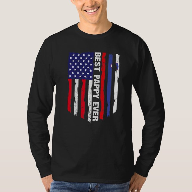 American Flagga & Sloveni Flagga Best Pappy AldriF T Shirt (Framsida)