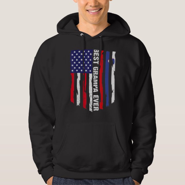 American Flagga & Slovenska Flagga Best Grampa nån Hoodie (Framsida)
