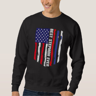 American Flagga & Slovenska Flagga Best Stepmamma Lång Ärmad Tröja