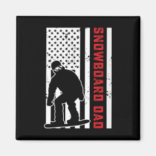 American Flagga Snowboarding Pappa Snowboarder Pap Magnet