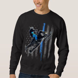 American Flagga Snowmobile Manar Snowmobile Riding Lång Ärmad Tröja