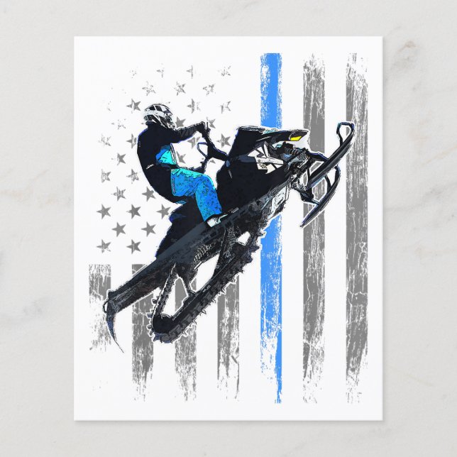 American Flagga Snowmobile Shirt Manar Snowmobile  (Framsida)