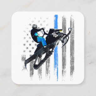 American Flagga Snowmobile Shirt Manar Snowmobile Fyrkantigt Visitkort